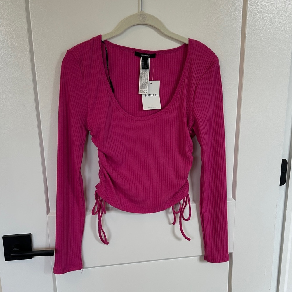 Forever 21 Fuchsia Ribbed Long Sleeve Top